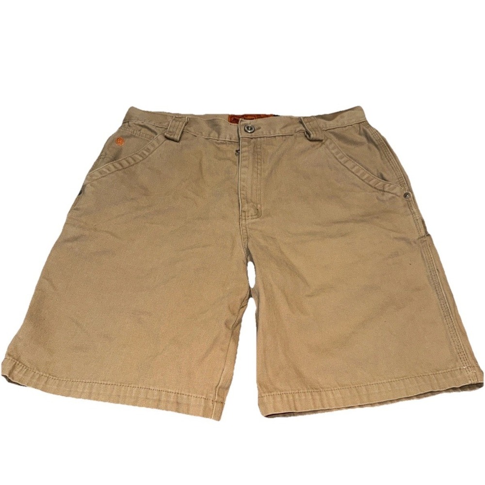 Jesse James Workwear Shorts Washed Duck Midweight Canvas Khaki Beige Mens Sz 34